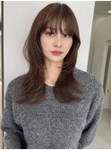 小顔ウルフ似合わせカット/ミディアムウルフ/ココアベージュ/s77