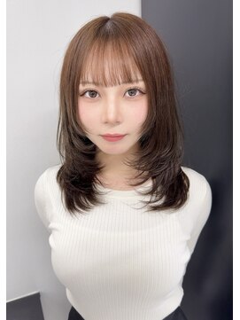 ユニークノベル 中央林間(unique novel) ブリーチなしブラウンベージュレイヤーカットハッシュカット