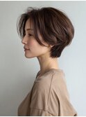 40代大人ショート×明るい白髪染めで柔らか透明感[西宮北口]