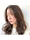 *コテ巻き風デジタルパーマ・アッシュブラウン