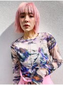 ハイトーン☆シアーピンク 切りっぱなしボブ