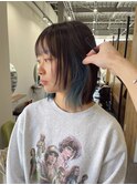 切りっぱなしボブ×インナーカラー