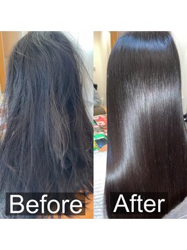 スリーク(SLEEK) SLEEK式髪質改善【縮毛矯正】ビフォーアフター　表面