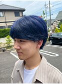 メンズ/ブリーチカラー/ネイビーブルー/マッシュショート