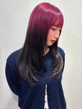 セプト 天神大名(SEPT.) ピンクカラー バイカラー ロングレイヤー ケアブリーチ