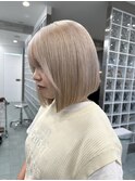 顎ラインボブハイトーンカラー顔周りケアブリーチ