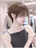 20代30代大人ガーリーハイライトココアブラウン小顔ショート