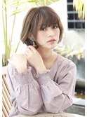 無造作カールが大人かわいいミディボブでひし形シルエット