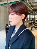 ピンクショート_レッドブラウンハッシュカット_ba490851