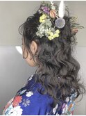 【立川cres奈佳子】卒業式ヘアアレンジ波ウェーブハーフアップ