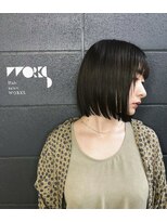 ワークス 下北沢(WORKS) 小顔黒髪オリーブカラーショートミニボブ【下北沢】