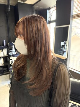 シード 成増 下赤塚店(ced.) レイヤーカットロングオレンジブラウン下赤塚
