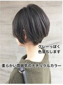 大人可愛い/小顔/ショート/グラデーション/30代40代/グレージュ