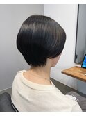 ショート/丸み/大人かわいい/耳かけ/黒髪/モテショート