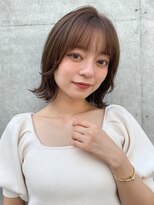 前髪 アンブレラカラー こなれミディ イメチェン ウェーブパーマ