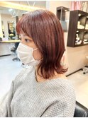 大人可愛いオレンジ系ワンカール顔まわりレイヤーネオウルフ