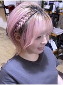 【ブリーチ３回スタイル】ハイトーンショート編み込みアレンジ