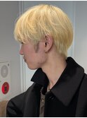 メンズカットパーマブリーチカラーホワイトブロンド毛流れ渋谷
