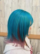 ワッツアップ 下北沢(What's up) ターコイズ×ピンク インナーカラー