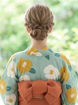 と和 巣鴨 浴衣に◎大人上品な抜け感ねじり編みシニヨン