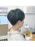 Coast.ミントグリーン×ダブルカラー×かりあげベリーショート
