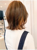 福山市Caary人気インナーカラーハニーベージュ外ハネボブ
