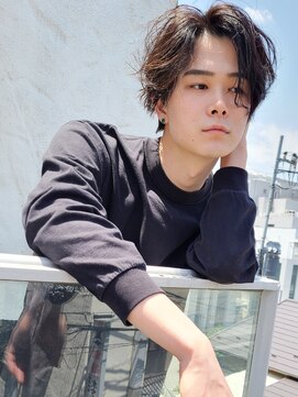 グロウミドル(GROW middle) 黒髪×長めハンサムショートの大人ニュアンスパーマ　野村恵子