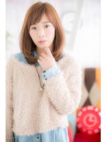 ミック 日暮里店(miq)&nbsp;斜めバング＆オレンジブラウン好感ワンカールミディa1