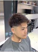 メンズツーブロックパーマバーバービジネスフェード眉毛F