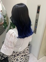 裾カラー＊ブルーブラック＊ネイビーブルー【ZinaCENTRAL】