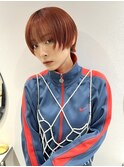 ミニウルフオレンジブラウンショートヘアダブルカラーレイヤー