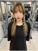 中性ウルフレイヤーカットロングウルフカットデザインカラー