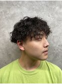 波巻きスパイラル 波巻きパーマ 刈り上げマッシュ メンズカット