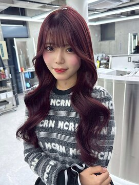 透明感ピンクラベンダーブラウン/レイヤーカット