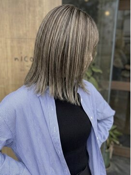 ニコリヘアワークス(nicori hair works) セミロング×ハイライト×ストレート2