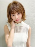 大人可愛い/イヤリングカラー/ミニボブ/マロンベージュ/韓国