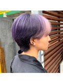 前髪インナーカラー×ピンク×パープル