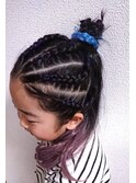編み込みお団子ヘア