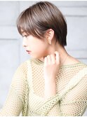 大人可愛い小顔前下がりショートボブ丸みショートアッシュA1