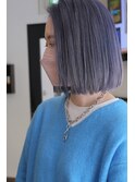 スモーキーアメジスト×前髪長めの水平ボブ