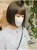 切りっぱなしボブ×オリーブグレージュ×オリーブ×10代20代30代