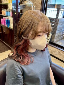 キャラ 池袋本店(CHARA) ヘアアレンジが映える！インナーカラー【チェリーピンク】
