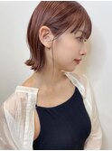ワインレッド 外ハネパーマ 切りっぱなしボブ A102