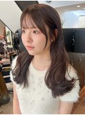 セミロング　ブラウン　透明感カラー　前髪　顔周り　原宿表参道