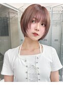 伸ばしていきたいボブ　顔まわりレイヤーピンクブラウンベージュ