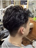サイドパートツーブロックパーマスタイル（マッシュパーマ）