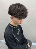 プードルパーマスペインカールメンズパーマツーブロック眉毛