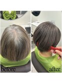 くびれショートボブ40代50代グレイカラー白髪染め白髪ぼかし