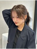 くすみベージュ/ブリーチなし/顔まわりカット/透明感カラー