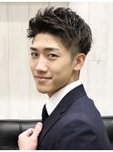 ビジネス刈り上げアップバングショート短髪